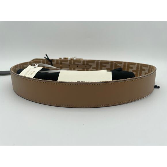 $790 NEW FENDI BEIGE LEATHER FF LOGO REVERSIBLE BELT NWT 85 AUTHENTIC! - Picture 7 of 10